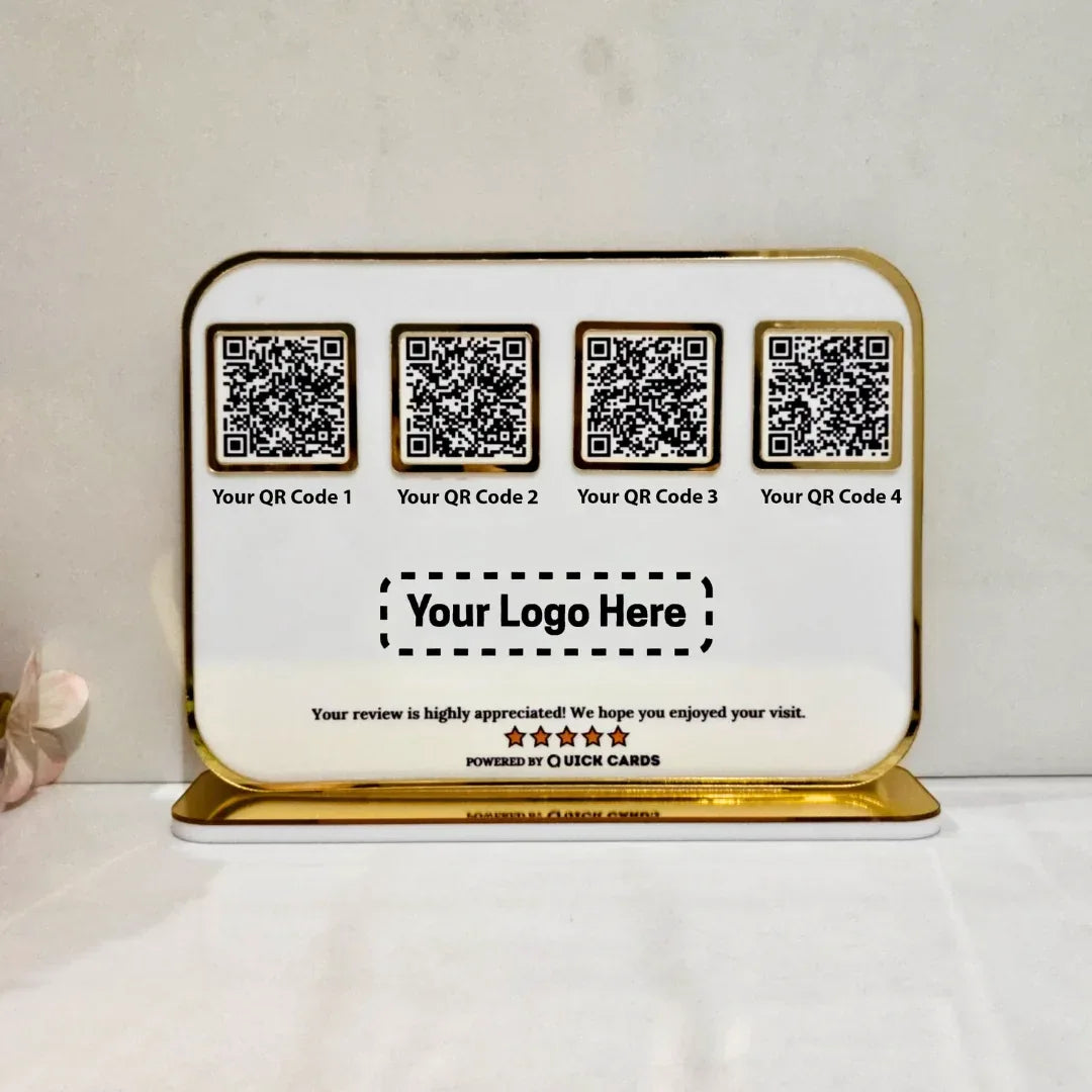 4 QR premium white Standee - Quick Cards