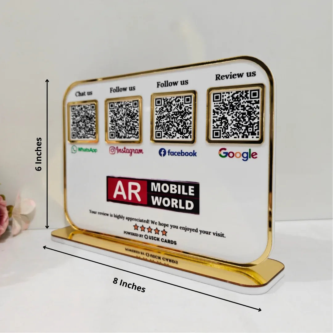 4 QR premium white Standee - Quick Cards