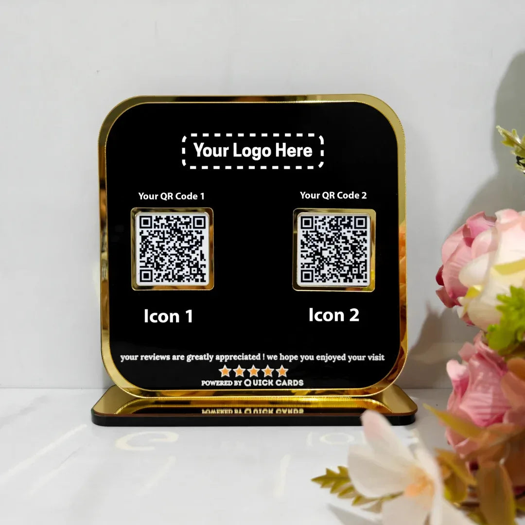 2 QR premium black Acrylic Standee - Quick Cards