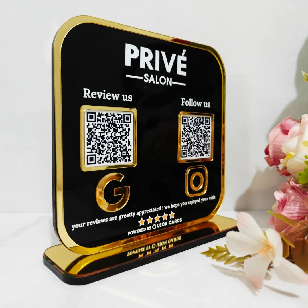 2 QR premium black Acrylic Standee - Quick Cards