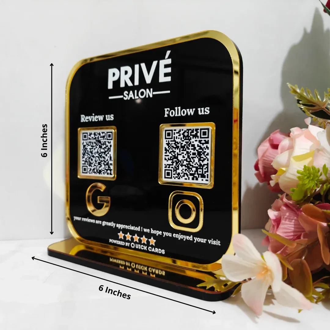 2 QR premium black Acrylic Standee - Quick Cards