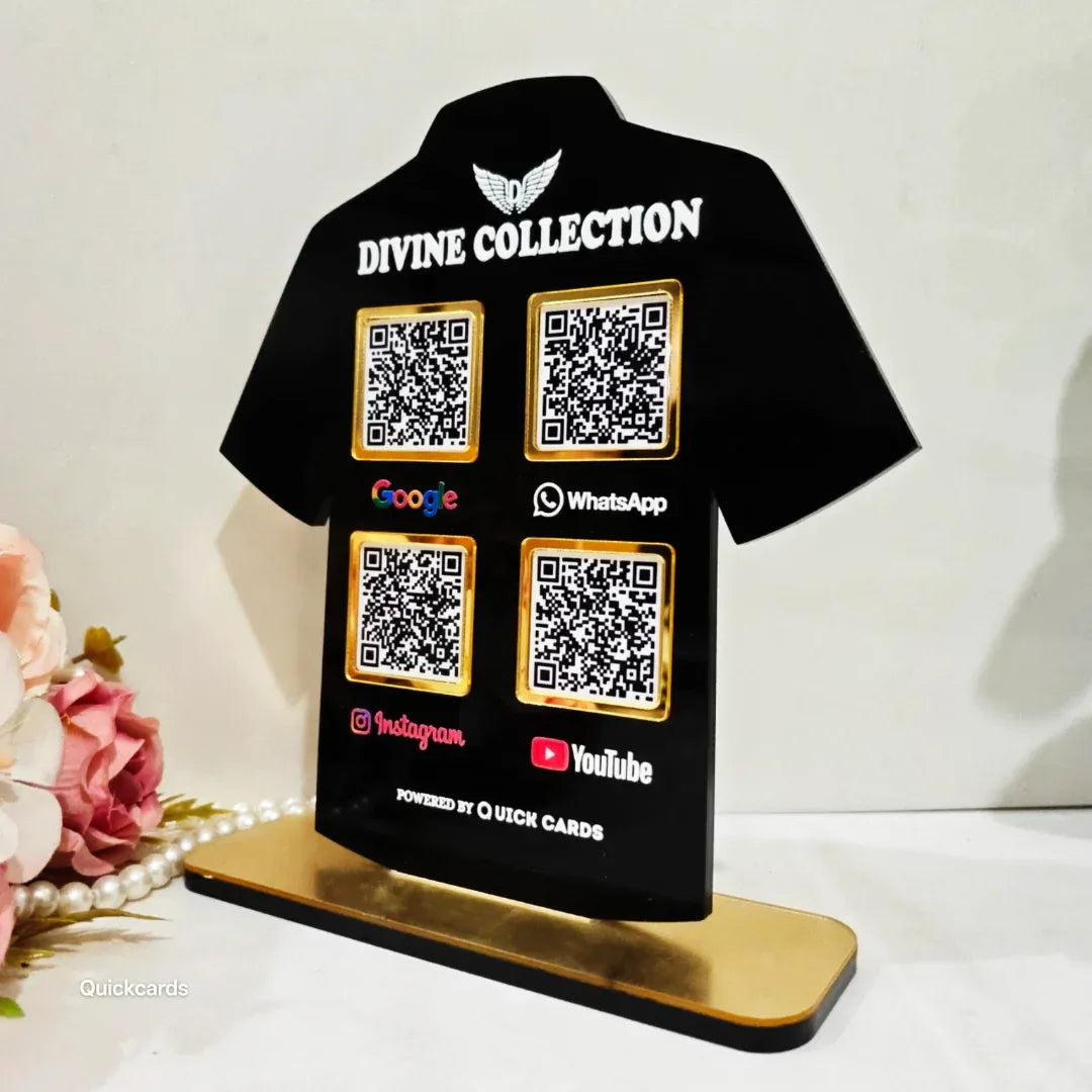 T-Shirt Shape 4 QR Standee - Quick Cards