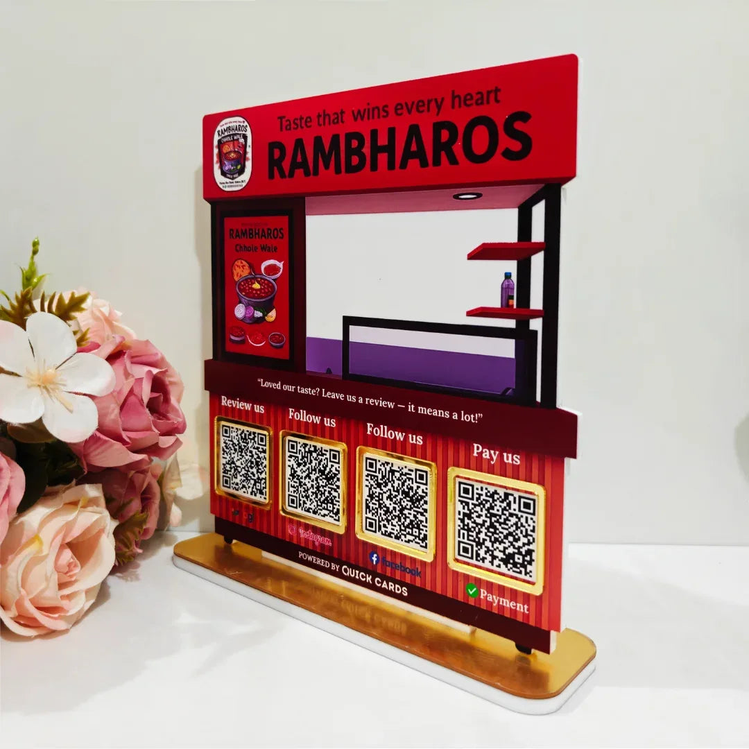Cart shape 4 QR Standee - Quick Cards