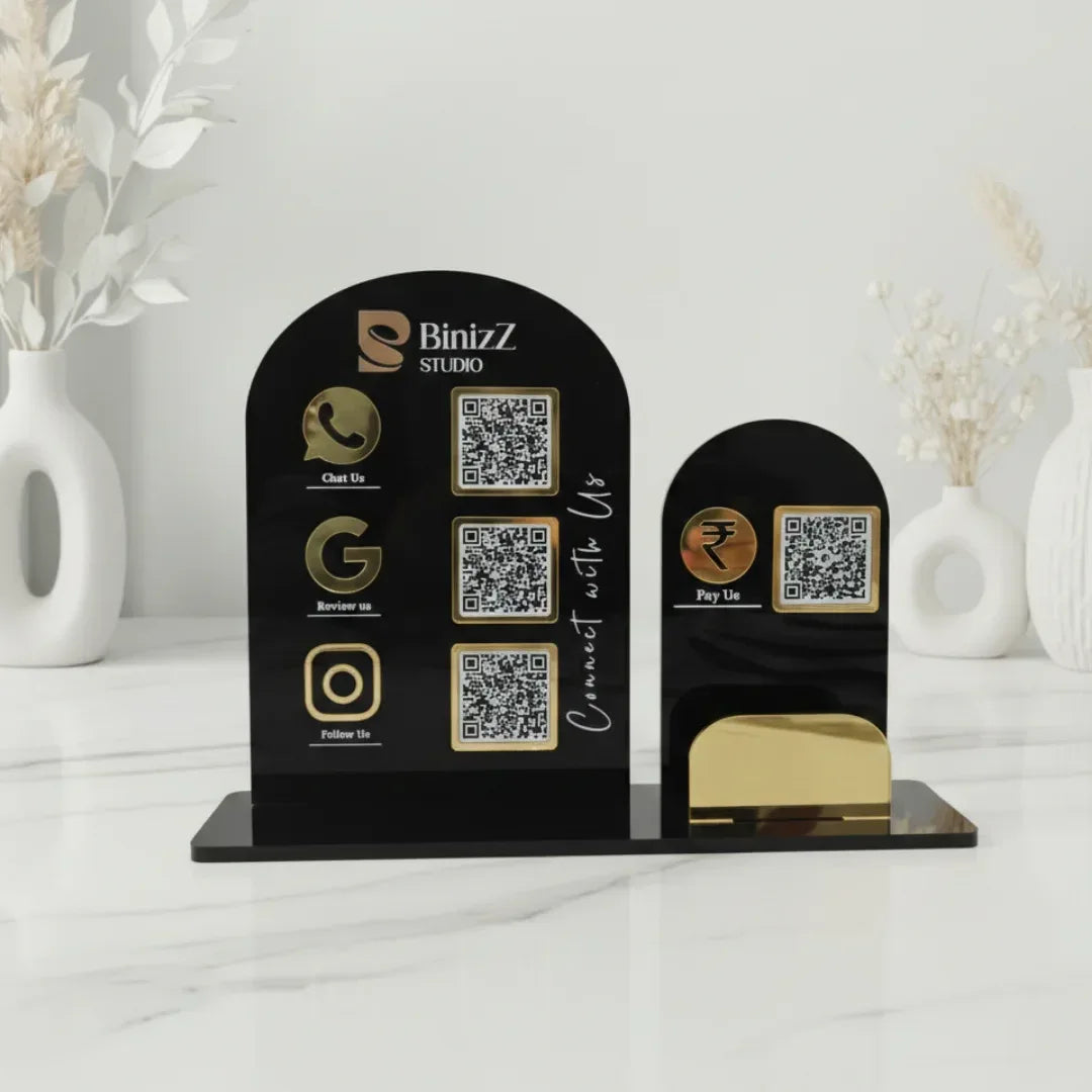 4 QR Black Premium Standee - Quick Cards