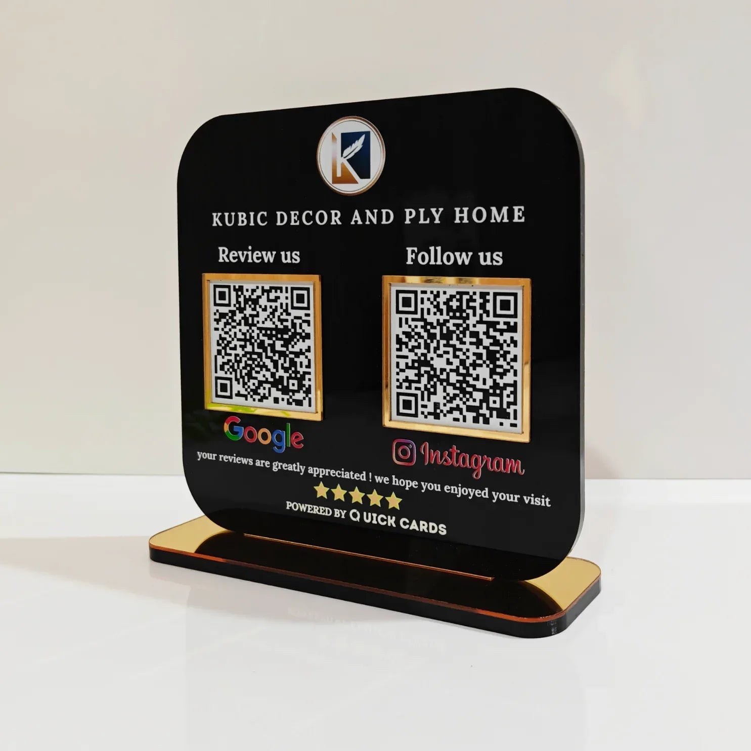 Premium 2 QR black standee - Quick Cards