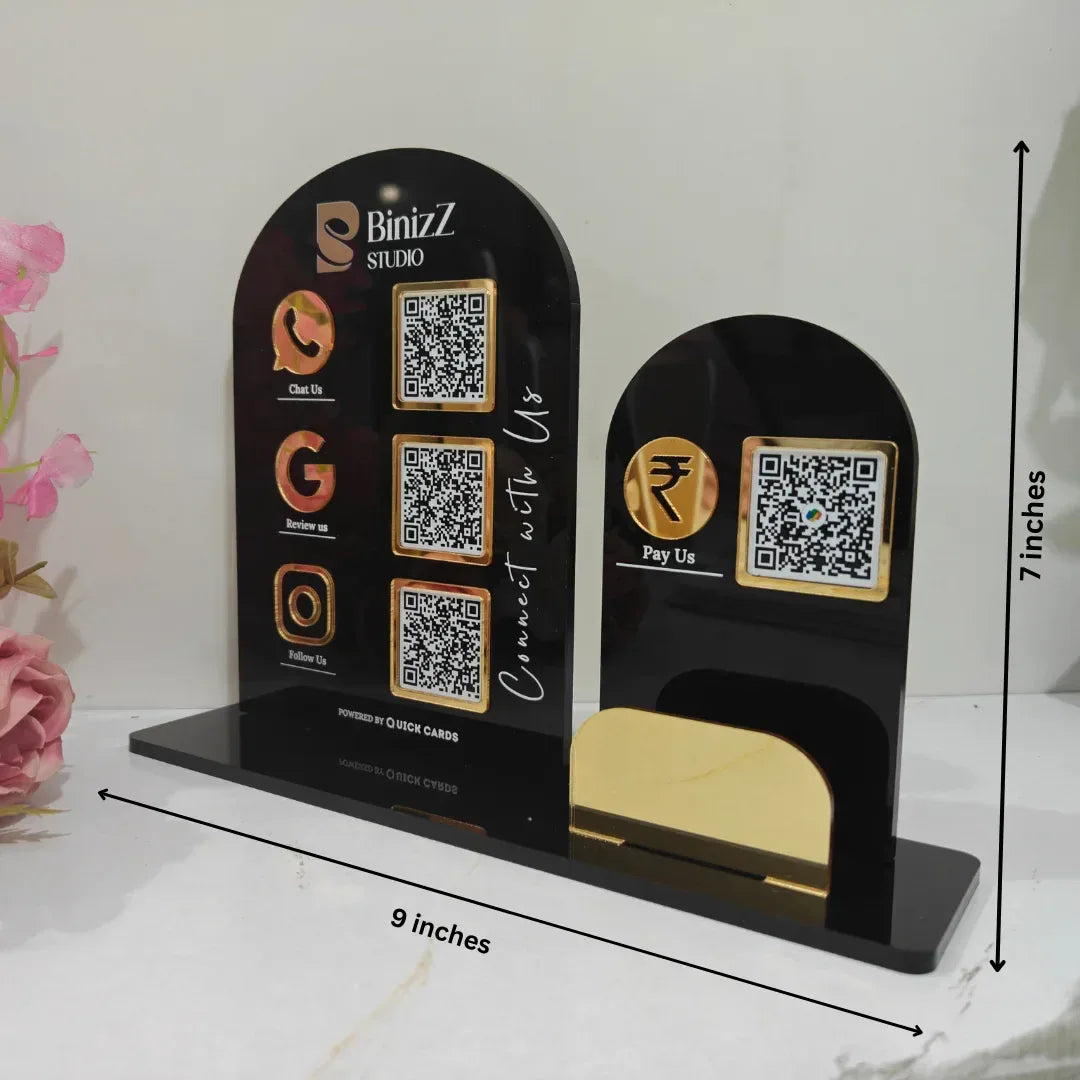 4 QR Black Premium Standee - Quick Cards