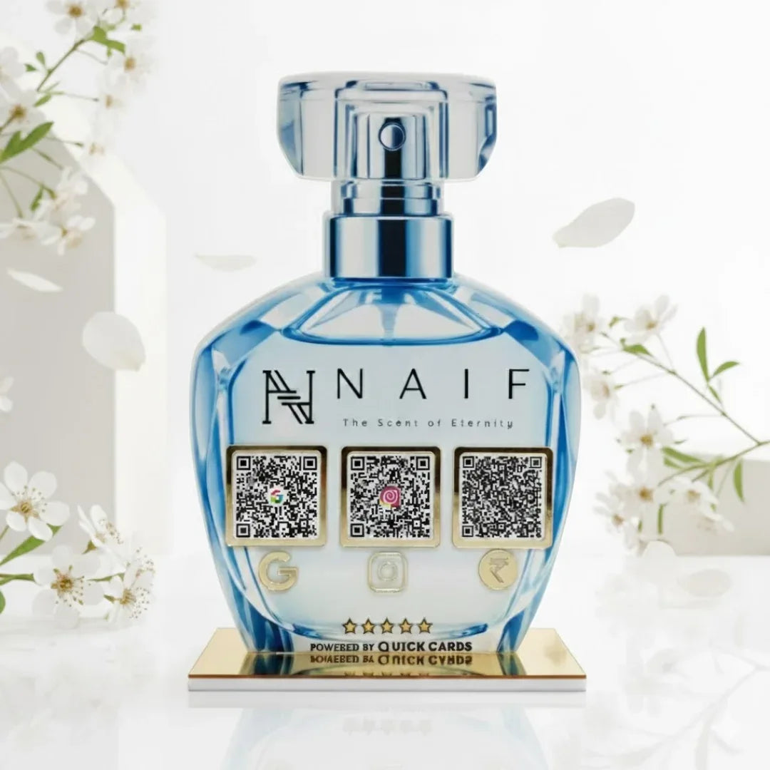 Perfume Bottle Shape 3 QR Standee - Quick Cards