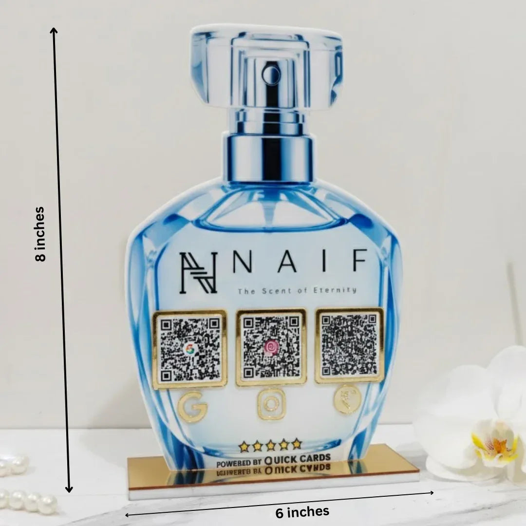 Perfume Bottle Shape 3 QR Standee - Quick Cards