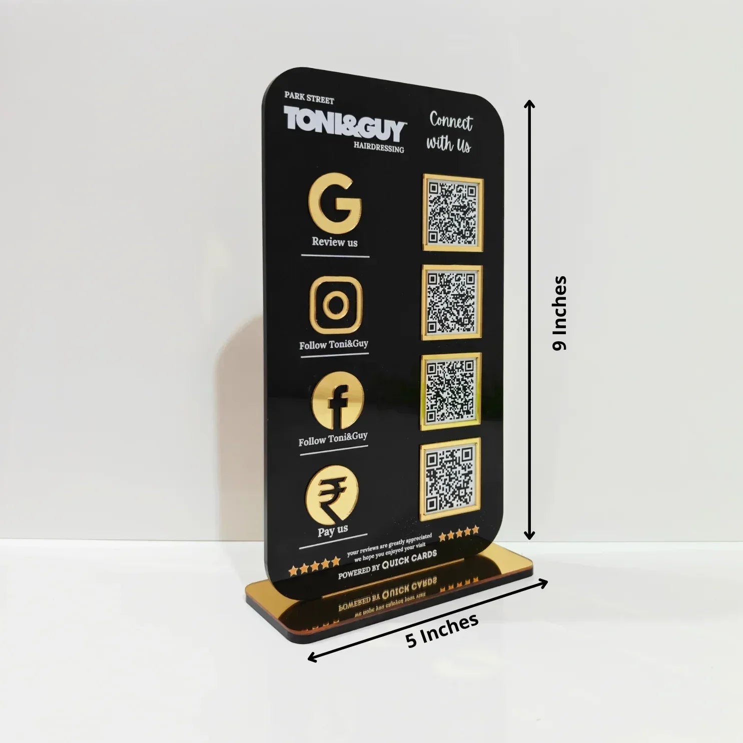 4 QR Premium Black Finish Smart Digital Stand - Quick Cards