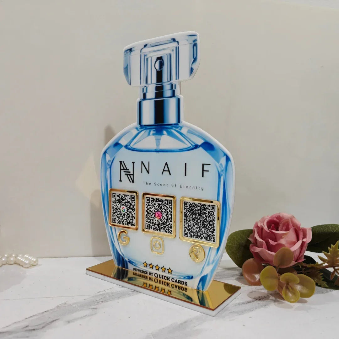 Perfume Bottle Shape 3 QR Standee - Quick Cards