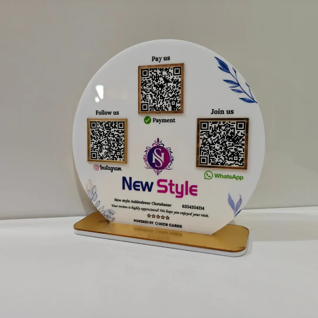 Round Shape 3 QR Standee - Quick Cards