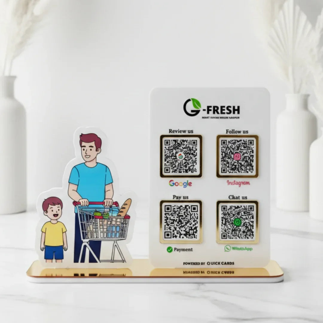 Grocery Shop 4 QR Standee - Quick Cards
