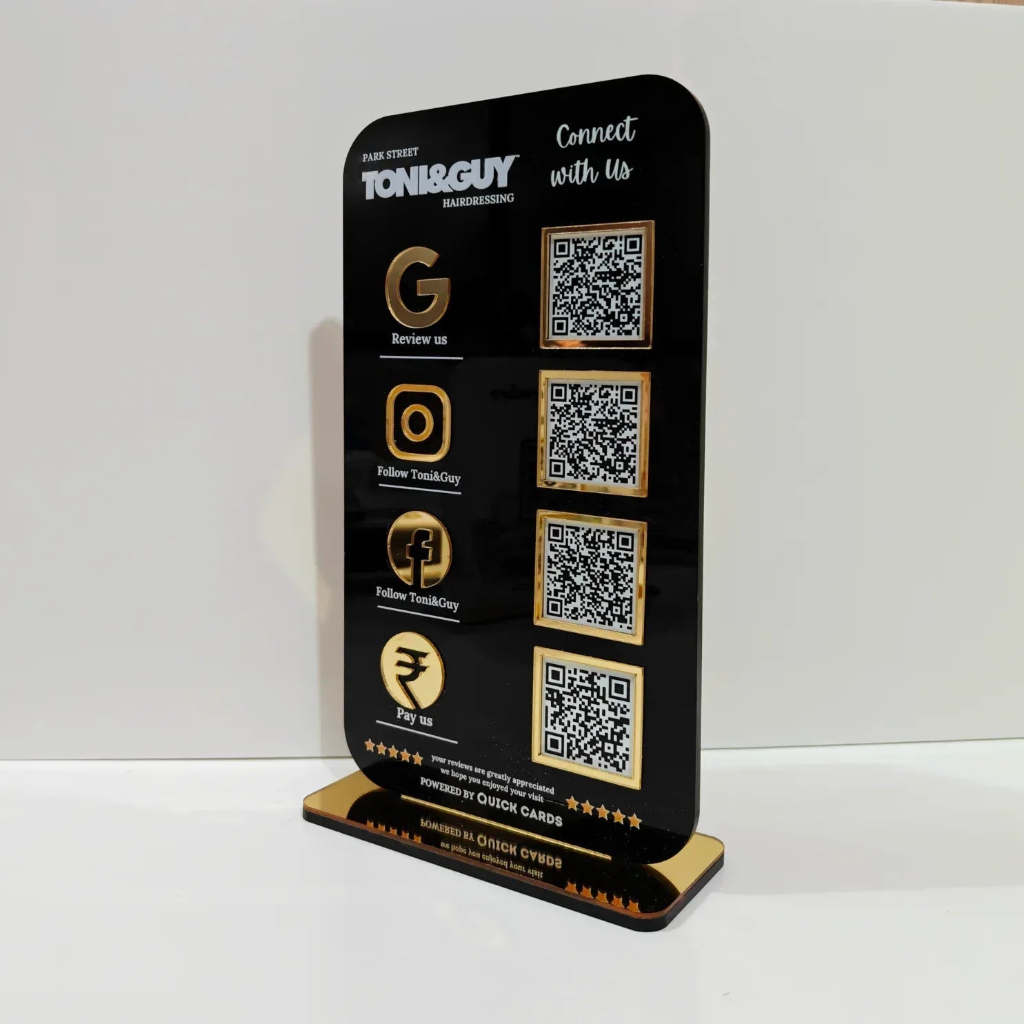 4 QR Premium Black Finish Smart Digital Stand - Quick Cards