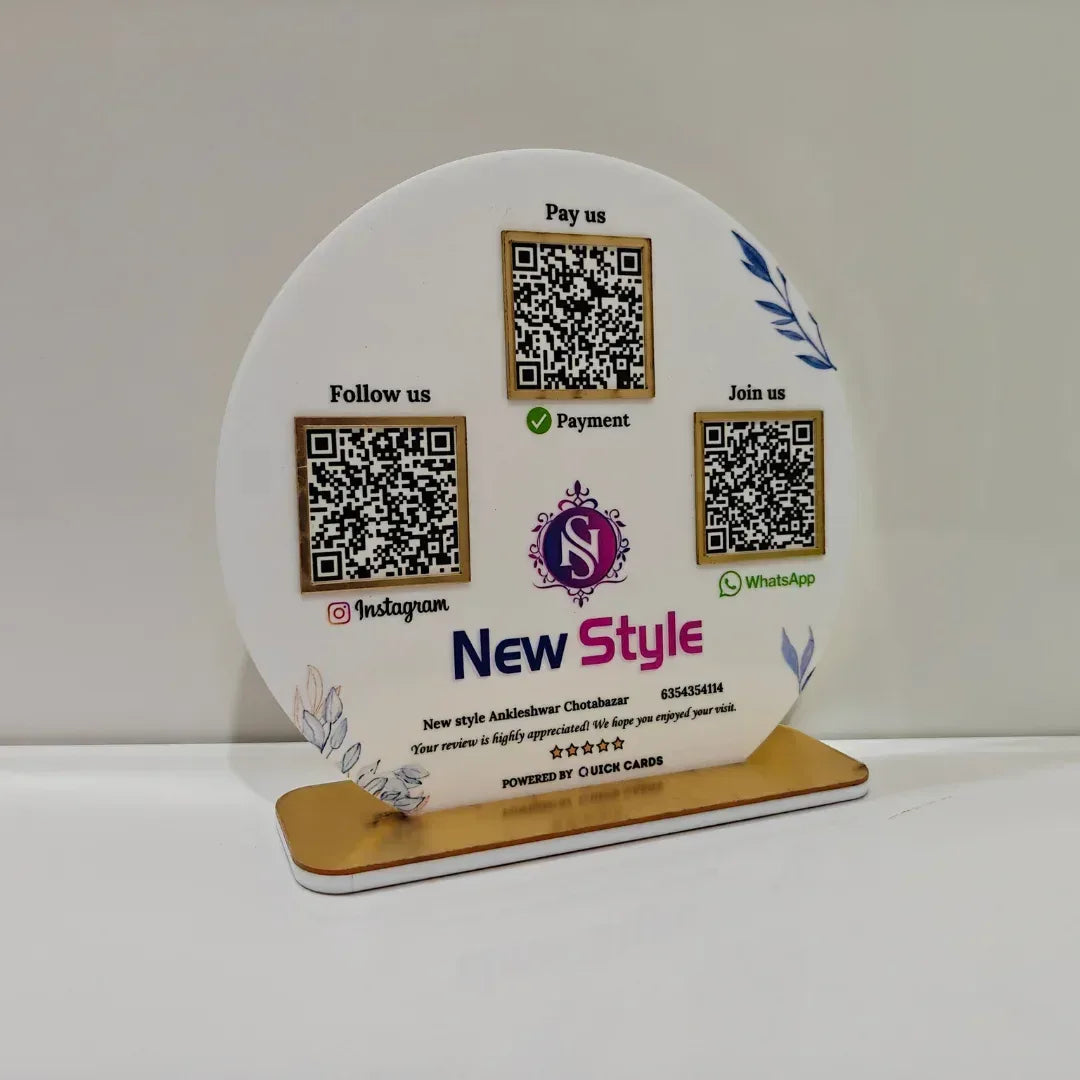 Round Shape 3 QR Standee - Quick Cards