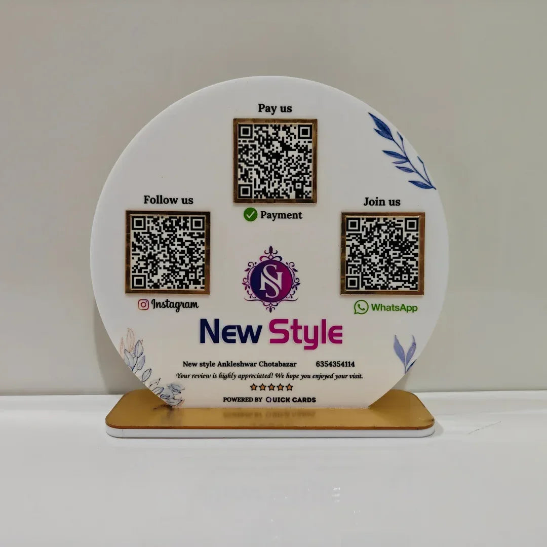 Round Shape 3 QR Standee - Quick Cards