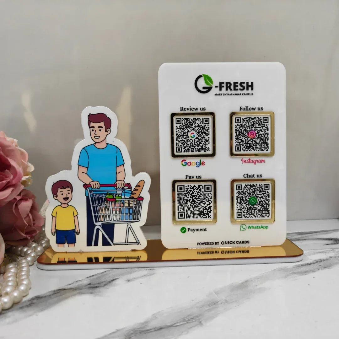 Grocery Shop 4 QR Standee - Quick Cards