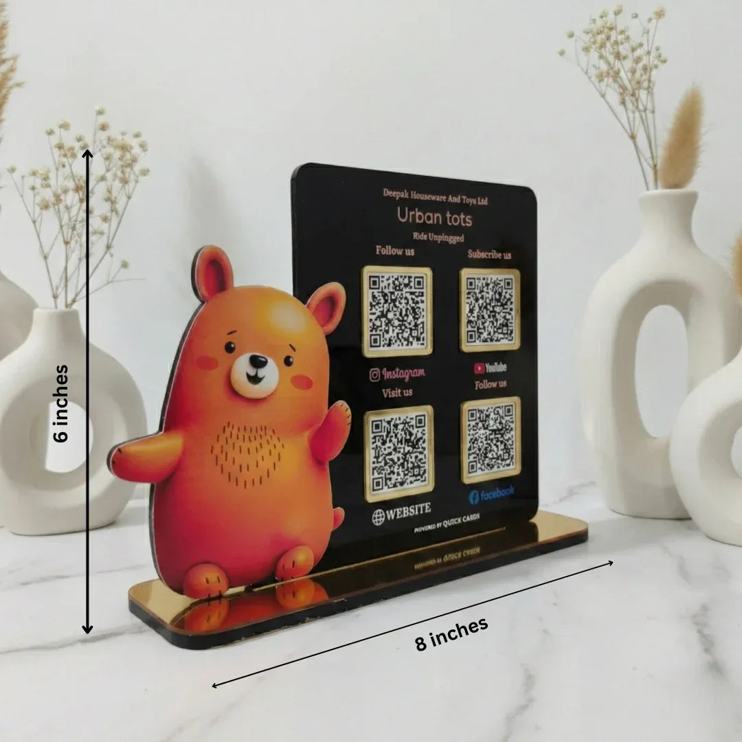 Custom Shape 4 QR Standee Black - Quick Cards