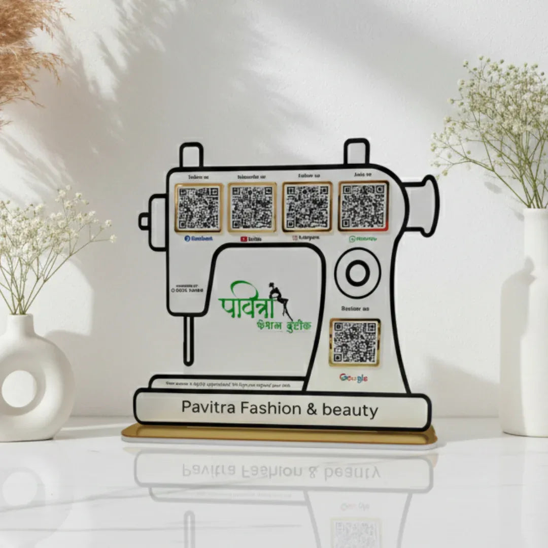 Sewing Machine Shape 5 QR Standee - Quick Cards