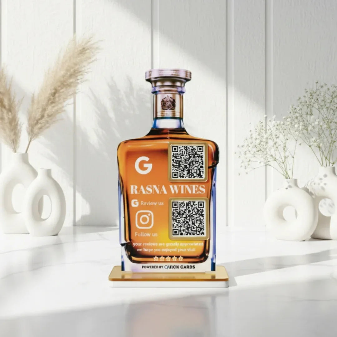 Wine Bottle shape 2 QR Standee - Quick Cards