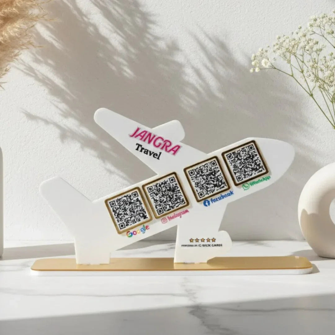 Airplane Shape 4 QR Standee - Quick Cards