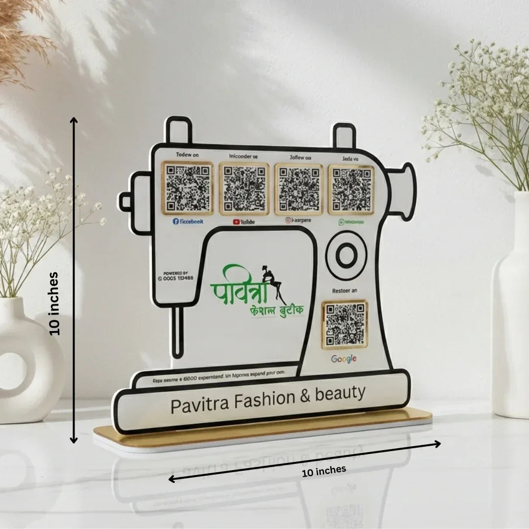 Sewing Machine Shape 5 QR Standee - Quick Cards