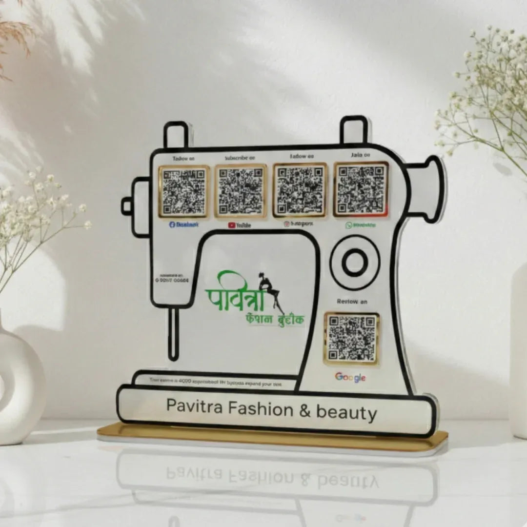 Sewing Machine Shape 5 QR Standee - Quick Cards