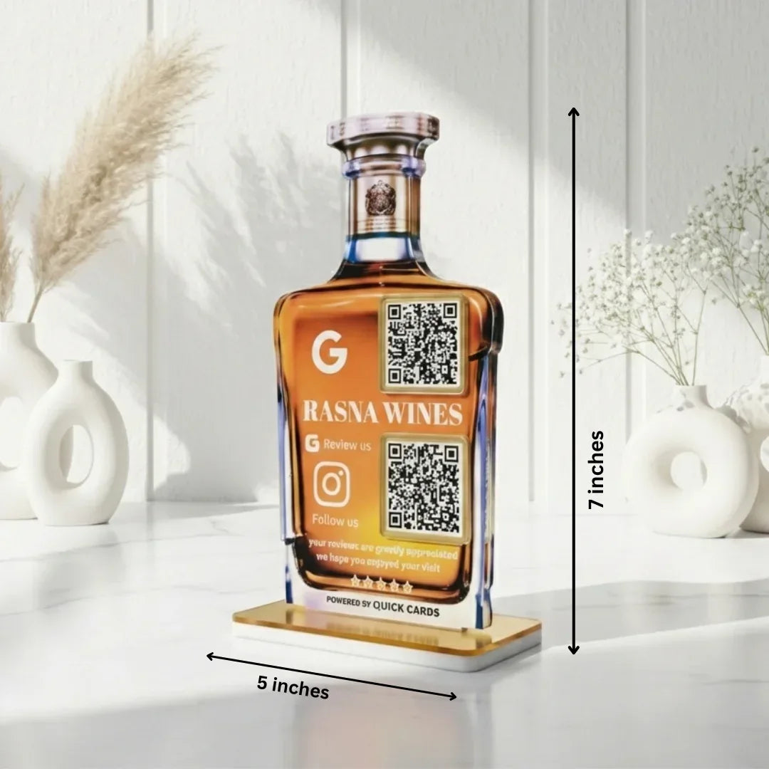 Wine Bottle shape 2 QR Standee - Quick Cards