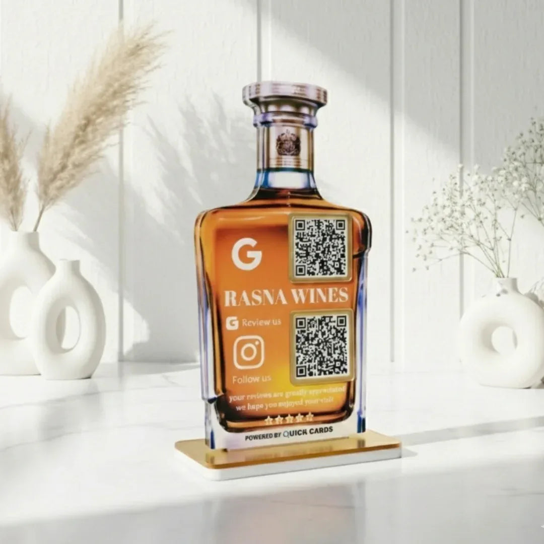 Wine Bottle shape 2 QR Standee - Quick Cards