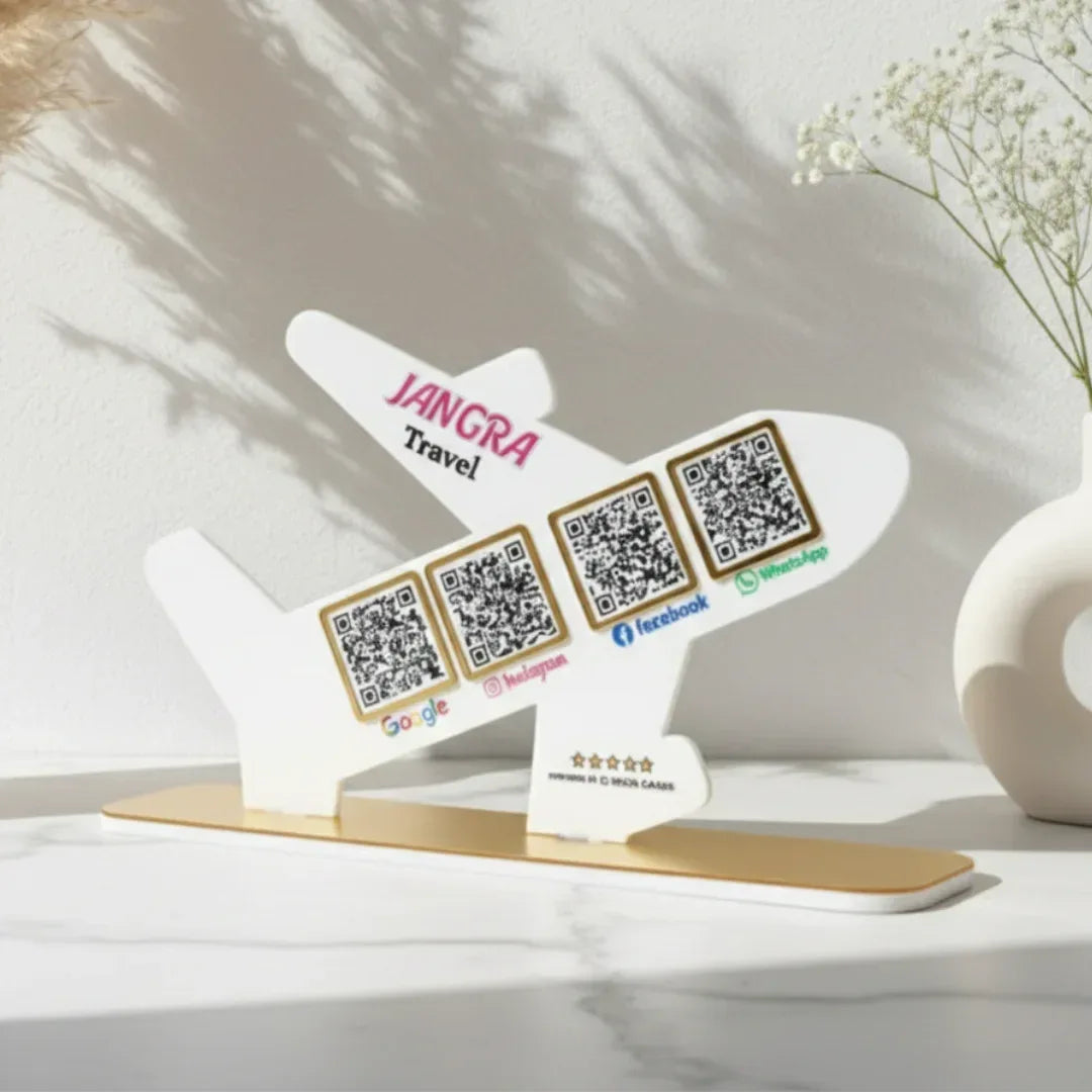 Airplane Shape 4 QR Standee - Quick Cards