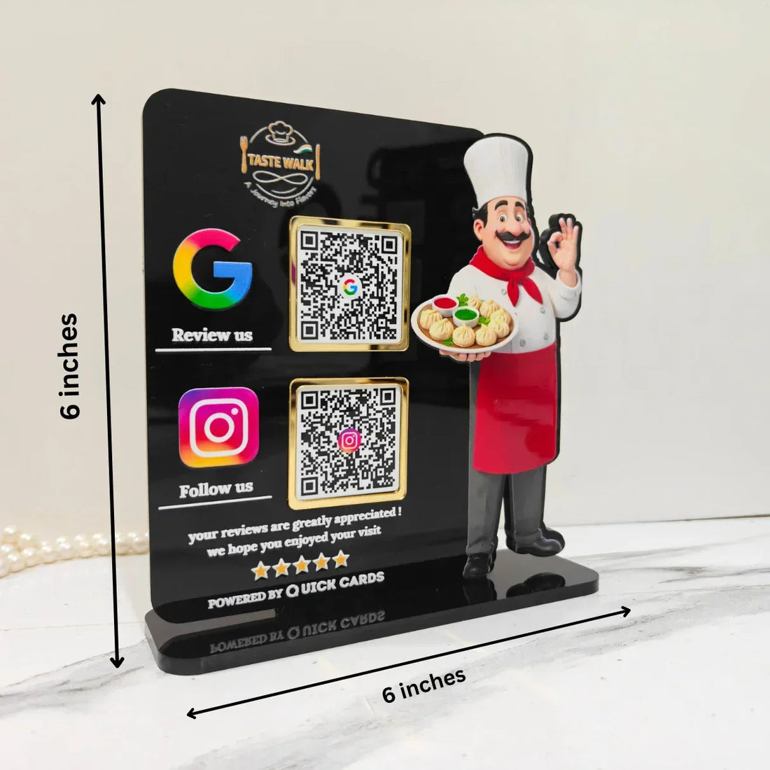 Restaurant 2 QR Standee Black - Quick Cards