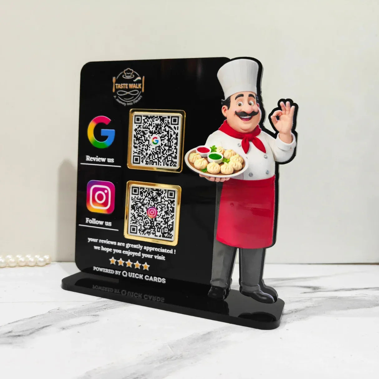 Restaurant 2 QR Standee Black - Quick Cards