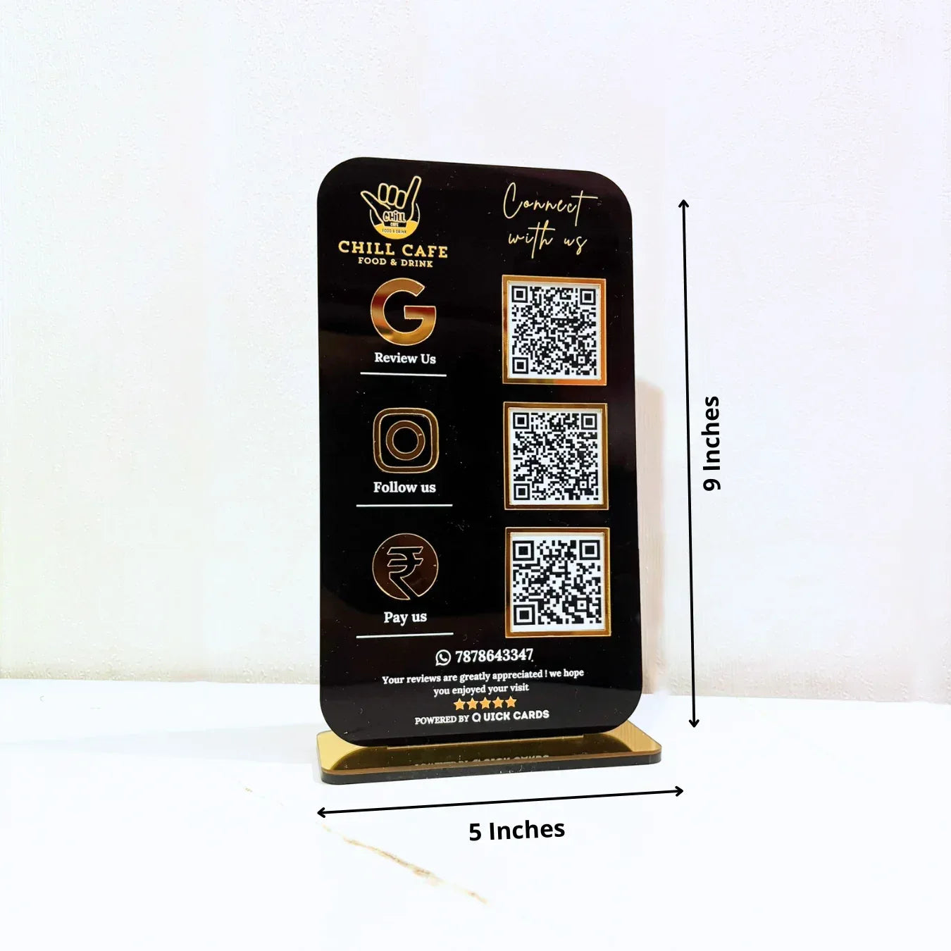 3 QR Vertical Black Standee - Quick Cards