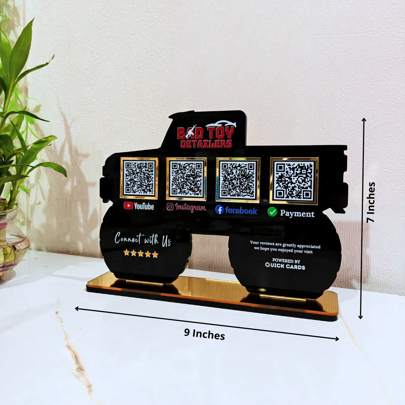 4 QR Premium Black Car shape Standee - Quick Cards