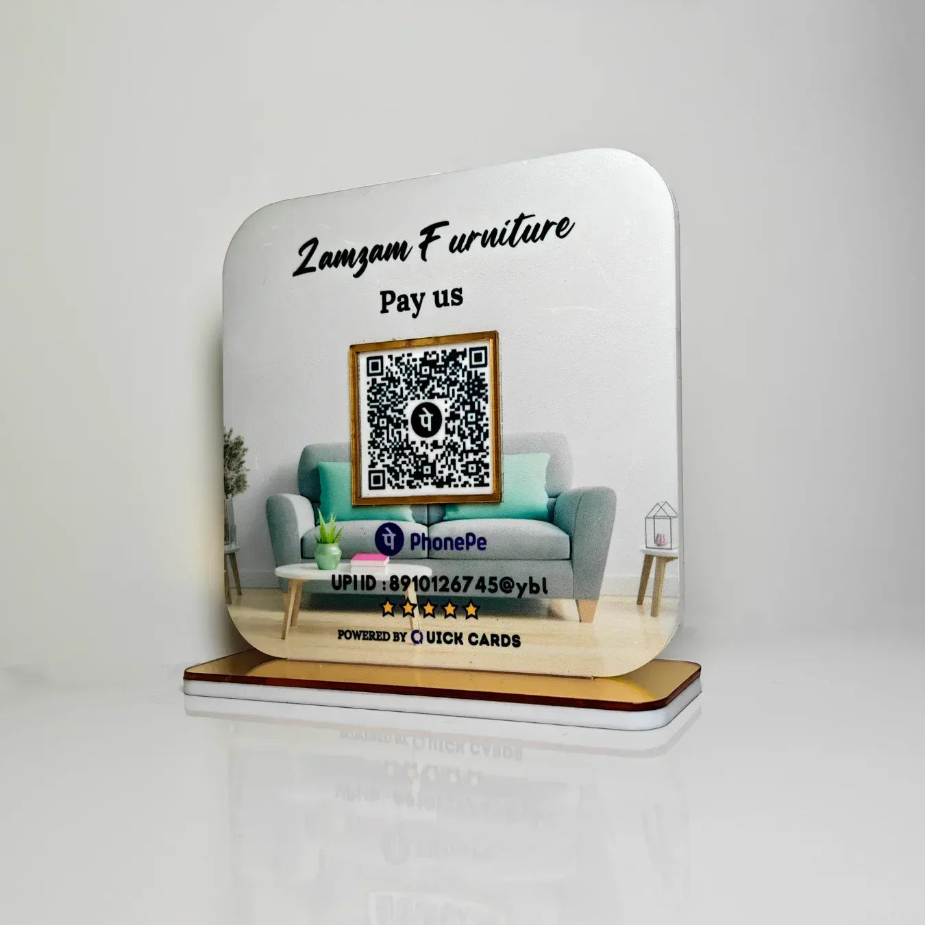 1 QR Payment Stand for Businesses, Phonepe, Paytm, Google Pay - Quick Cards