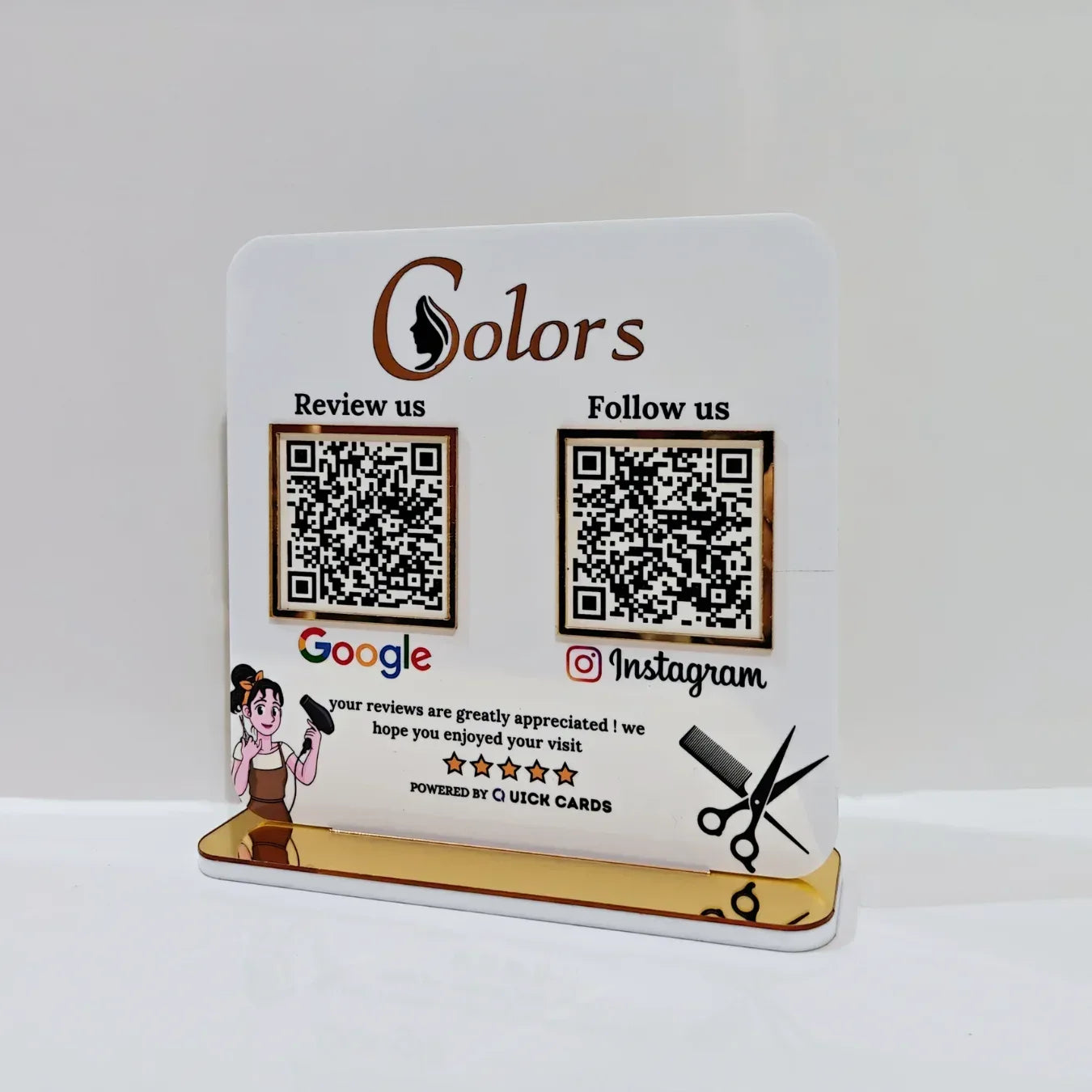 2 QR White Acrylic Standee - Quick Cards
