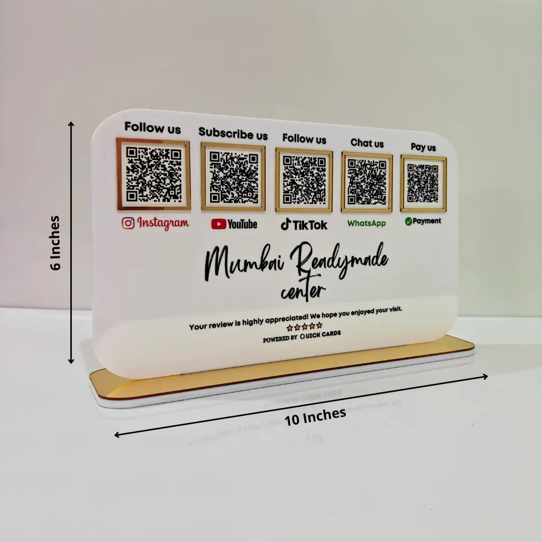5 QR Horizontal White Digital Stand - Quick Cards