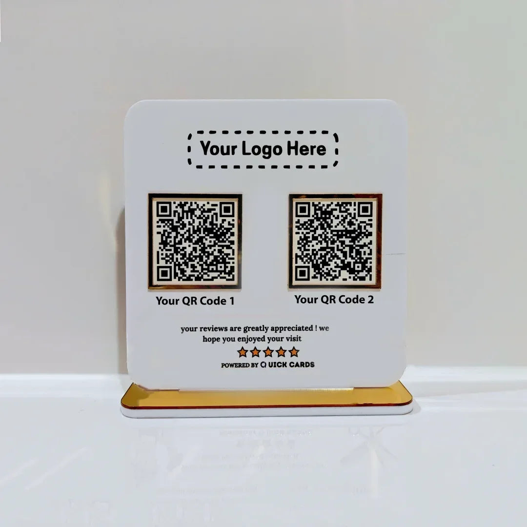 2 QR White Acrylic Standee - Quick Cards