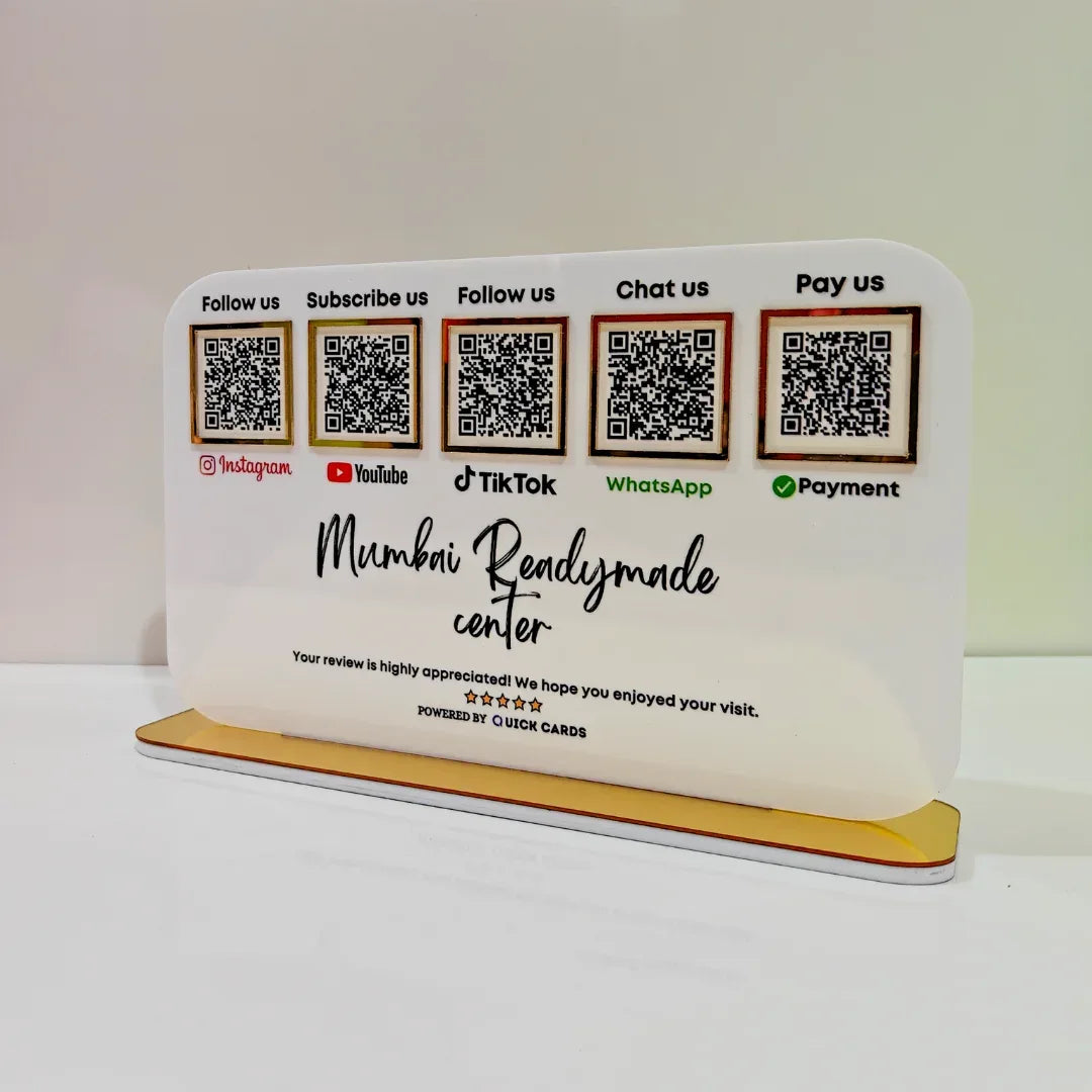5 QR Horizontal White Digital Stand - Quick Cards