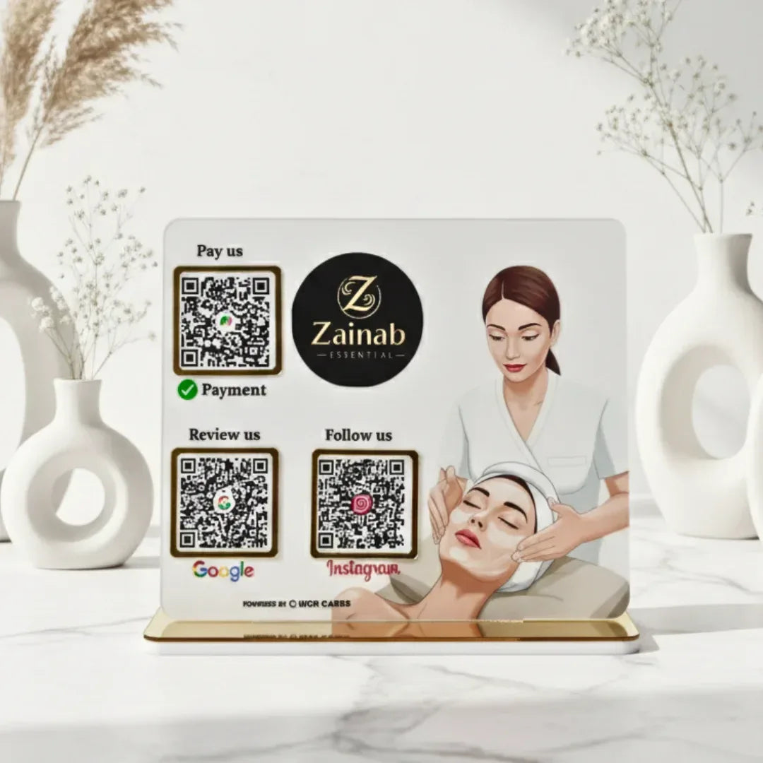 Beauty Parlour 3 QR Standee - Quick Cards