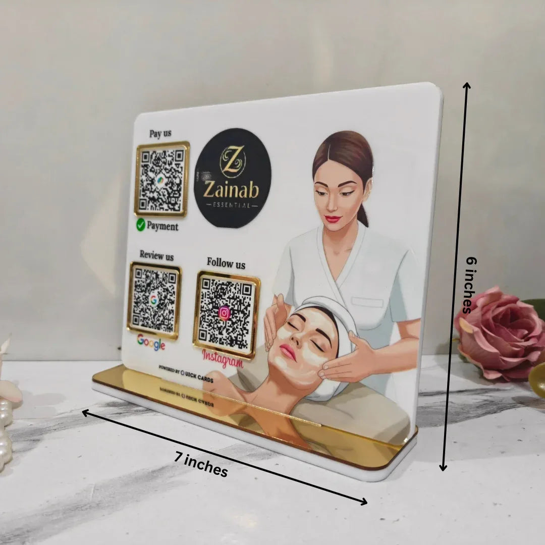 Beauty Parlour 3 QR Standee - Quick Cards