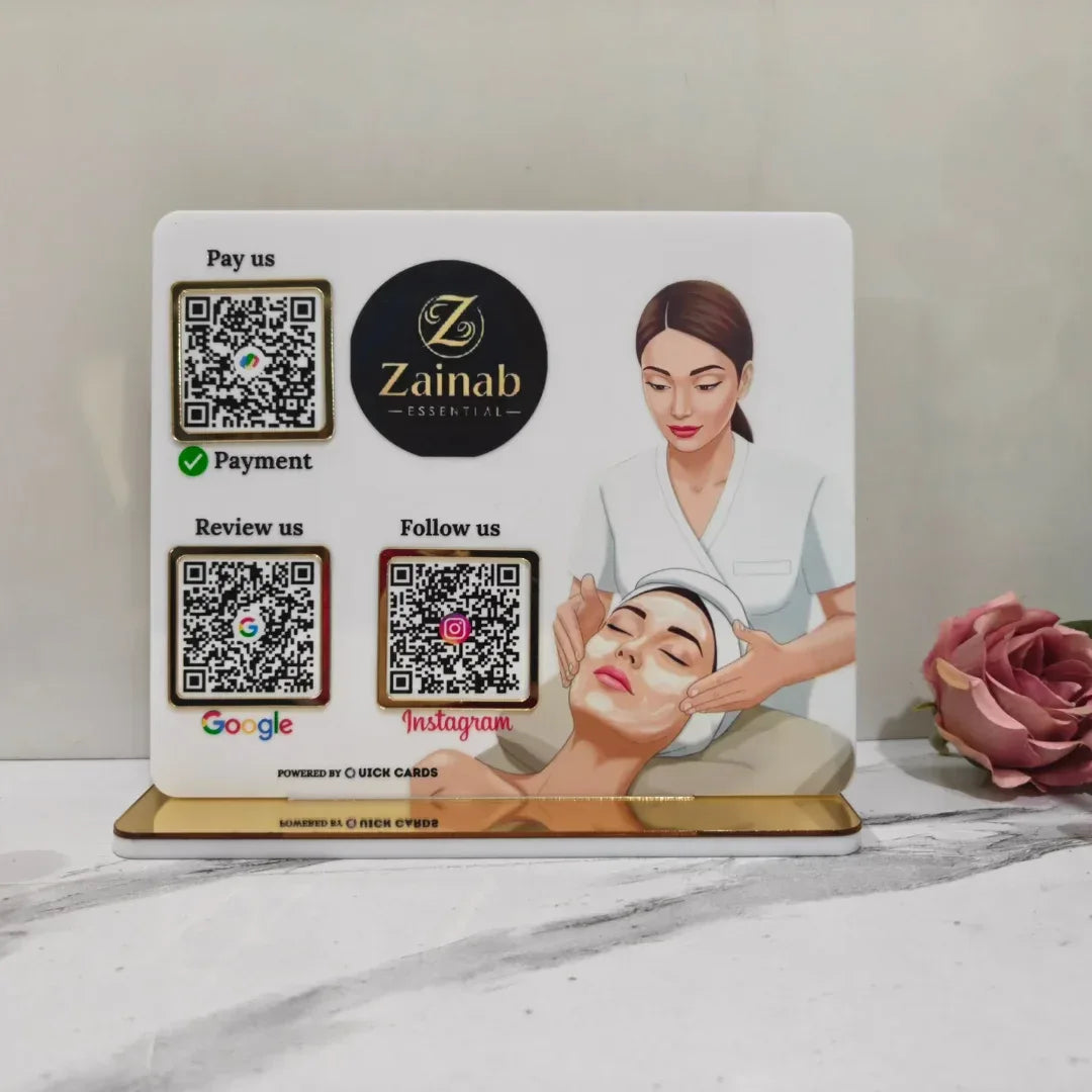 Beauty Parlour 3 QR Standee - Quick Cards