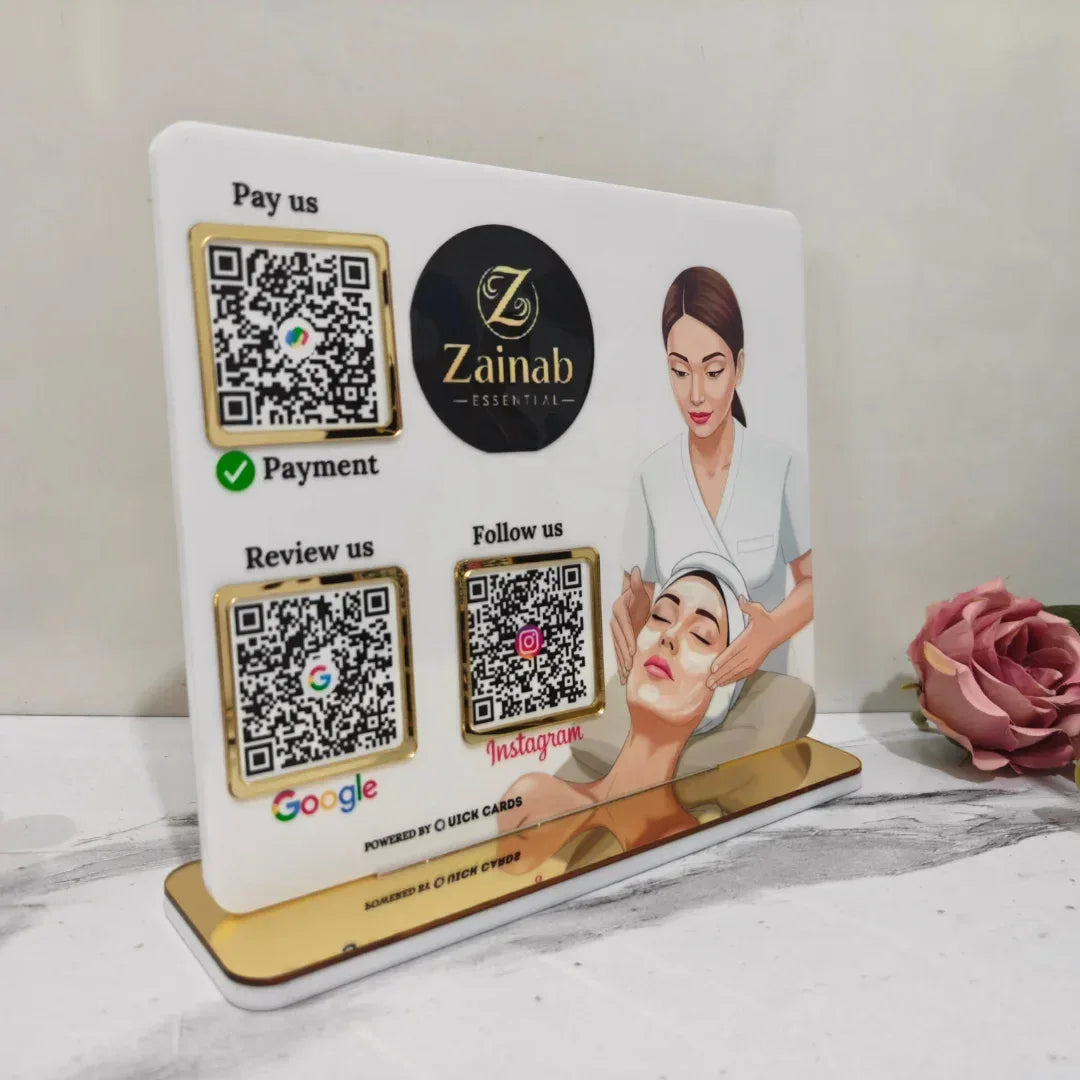 Beauty Parlour 3 QR Standee - Quick Cards