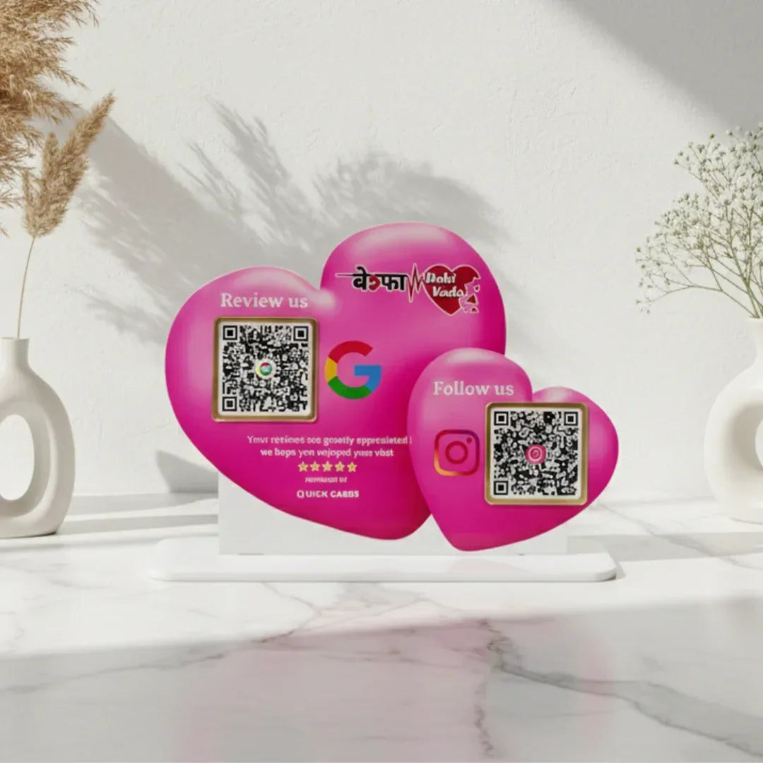 Heart Shape 2 QR Standee - Quick Cards