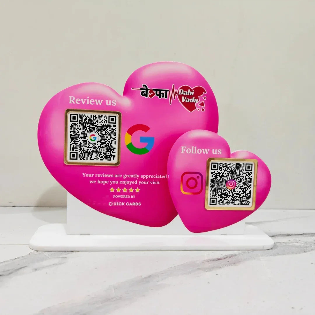 Heart Shape 2 QR Standee - Quick Cards