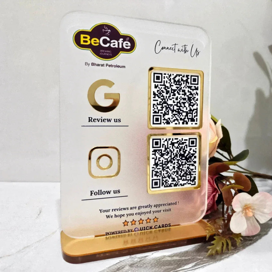2 QR semi transparent Premium standee - Quick Cards