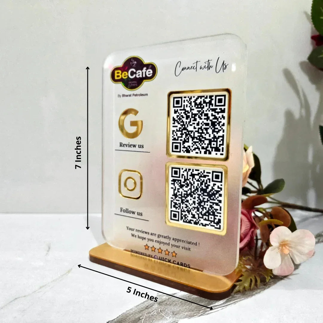 2 QR semi transparent Premium standee - Quick Cards