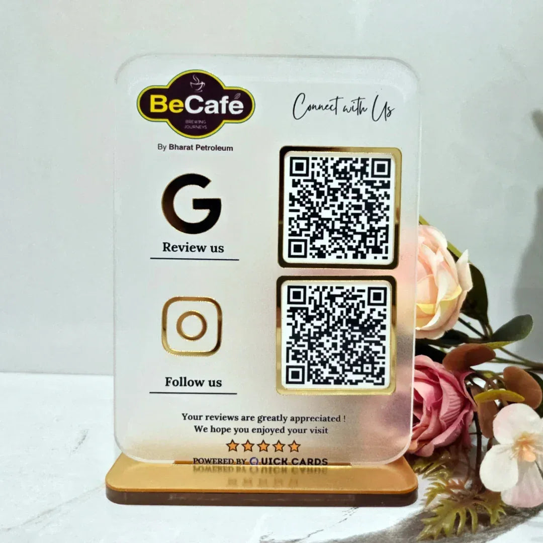 2 QR semi transparent Premium standee - Quick Cards