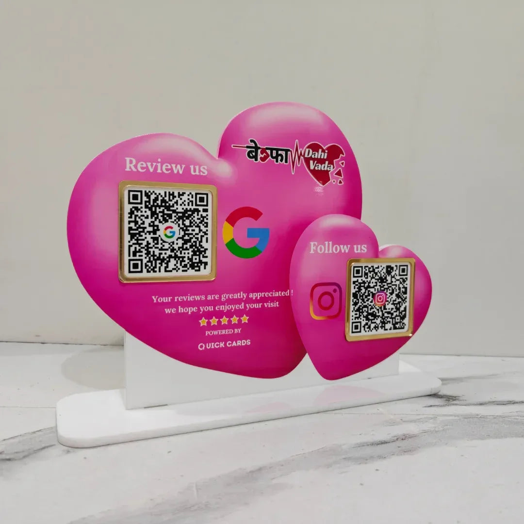 Heart Shape 2 QR Standee - Quick Cards