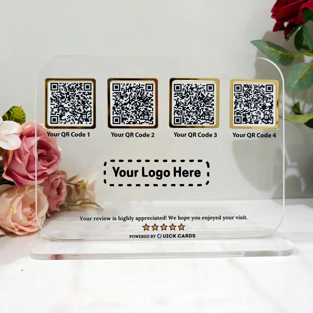 4 QR Transparent Digital Standee - Quick Cards