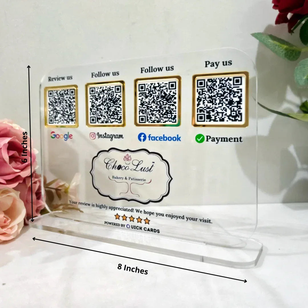 4 QR Transparent Digital Standee - Quick Cards